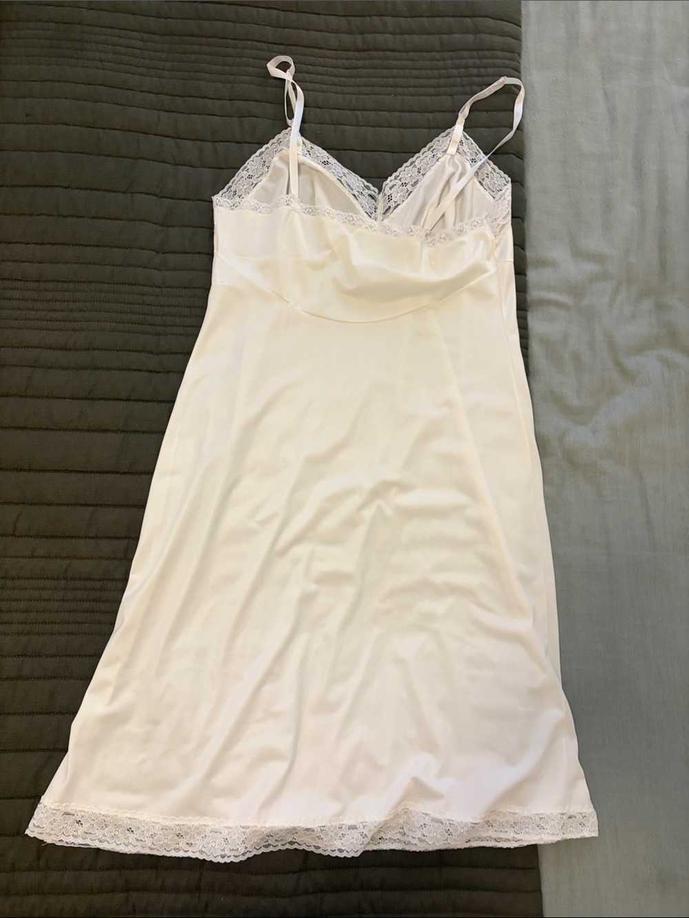 Vintage White Lace-Trim Slip Dress - Picture 2 of 2